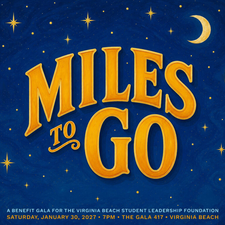 Miles to Go square social graphic with gold lettering on a navy night sky