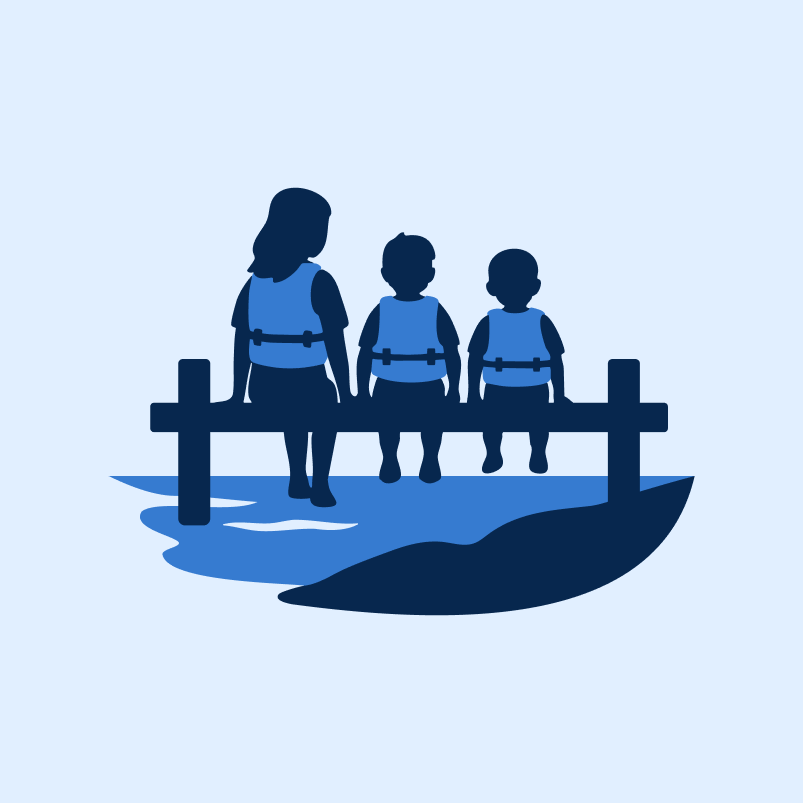 Riverside Pediatrics alternate logo of a family on a pier