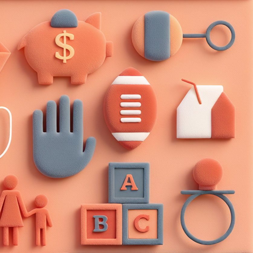 Life Stages 3D illustration of saving and family icons for Protect My ID