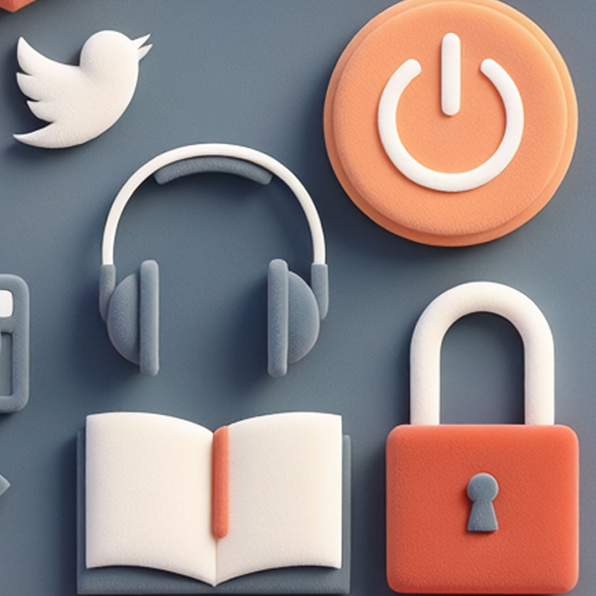 Life Stages 3D illustration of online security icons for Protect My ID