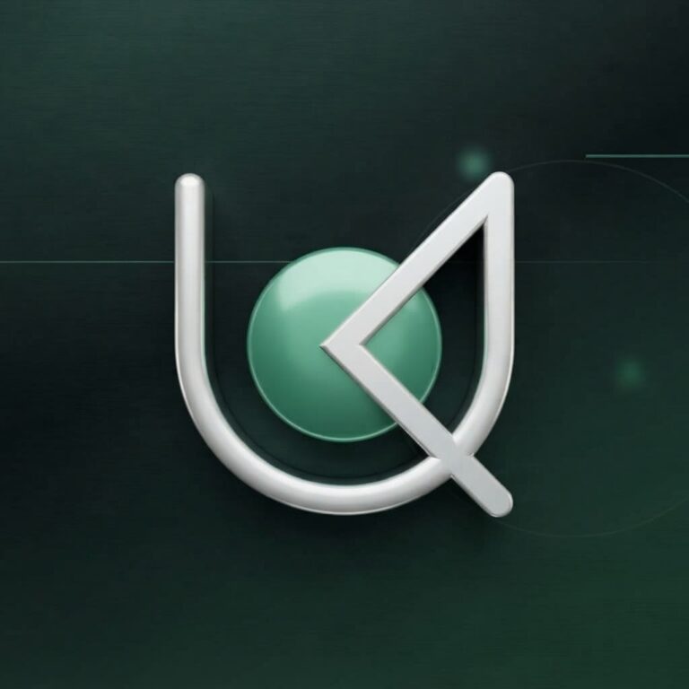 UniKey logo mark in 3D on a dark green background