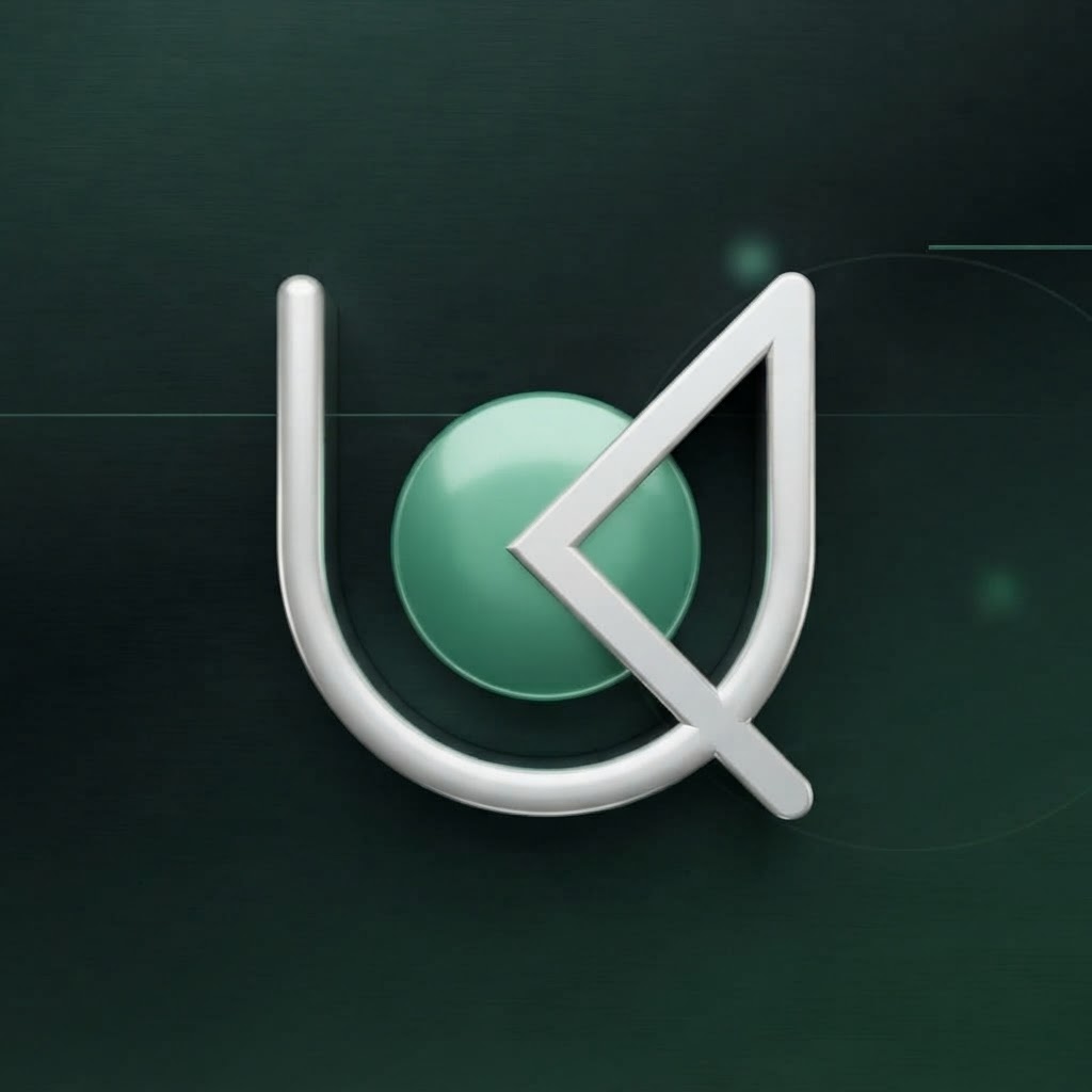 UniKey logo mark in 3D on a dark green background